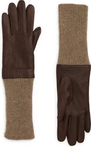 Cashmere Cuff Leather Gloves