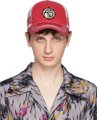 Anna Sui SSENSE Exclusive Red & White Trucker Cap