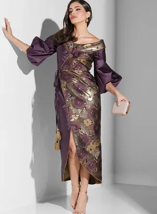 Off shoulder Printed Wrap Dress