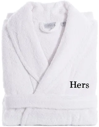 Linum Home Textiles Embroidered Hers Terry Bathrobe