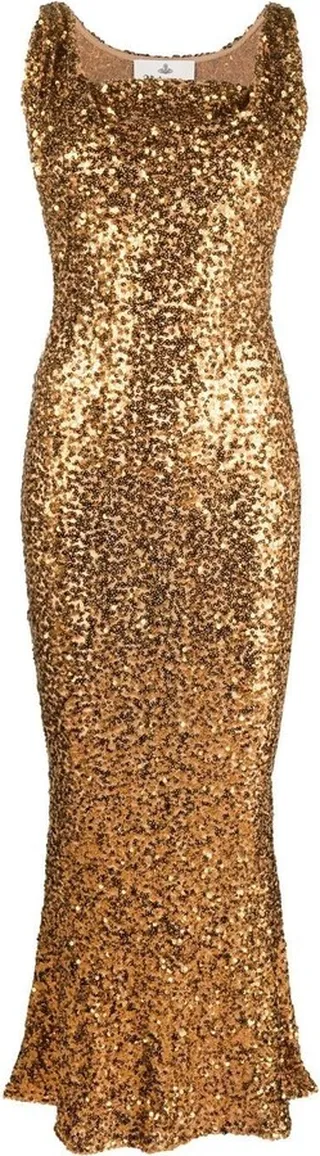 Sequinned Sleeveless Midi Dress
