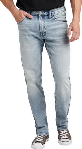 Silver Jeans Co. Men's Eddie Relaxed Fit Tapered Leg Stretch Jeans