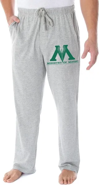 Harry Potter Pajama Pants Men's Ministry Of Magic Loungewear Sleep Pants (LG) Grey