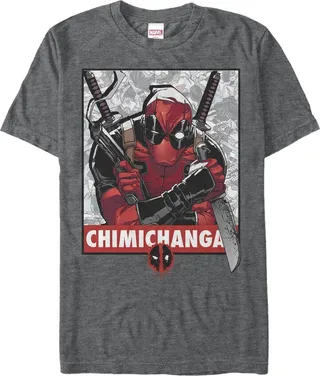 Men's Marvel Deadpool Chimichangas Poster T-Shirt - Charcoal Heather - X Large