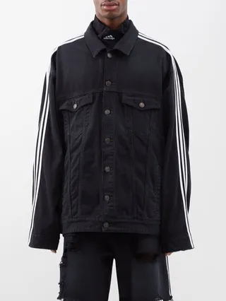 X Adidas Three-stripe Oversized Denim Jacket