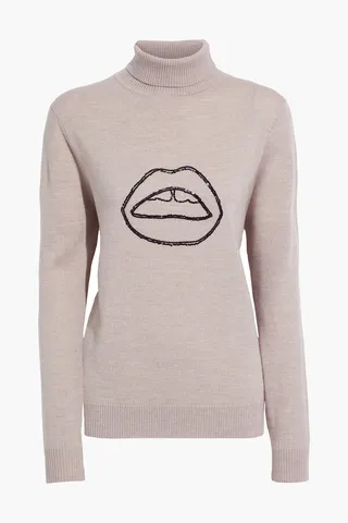 Lilly embellished merino wool turtleneck sweater
