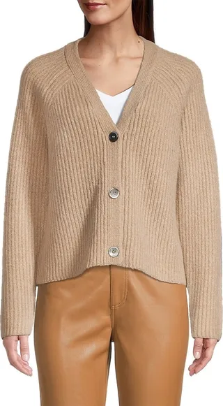 Wool-Cashmere Blend V-Neck Cardigan