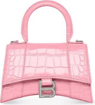 Hourglass Xs Handbag Crocodile Embossed
