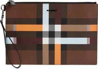 Colorblock Check E-Canvas Zip Pouch