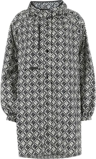 Marine Serre Diamond-Moon A-Line Hooded Windbreaker