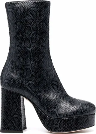 Snakeskin Effect Platform Boots