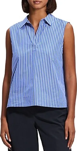 Theory Striped Sleeveless Polo Shirt