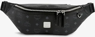 Mcm Black Fursten Monogram Cotton-canvas Belt bag