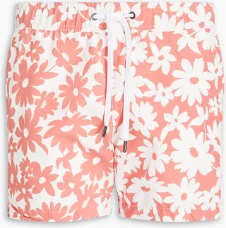 Mid-length floral-print swim shorts