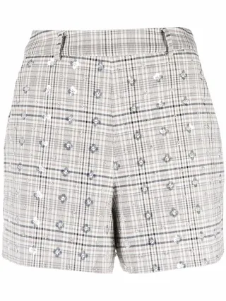 Sequined Plaid Shorts