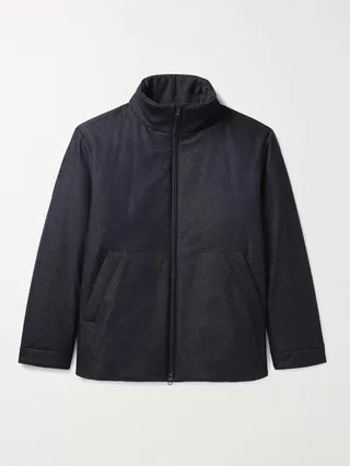 Storm System Virgin Wool-Blend Denim Bomber Jacket