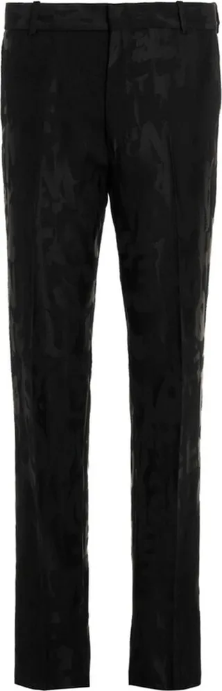 Alexander McQueen Graffiti Logo-Jacquard Straight-Leg Trousers