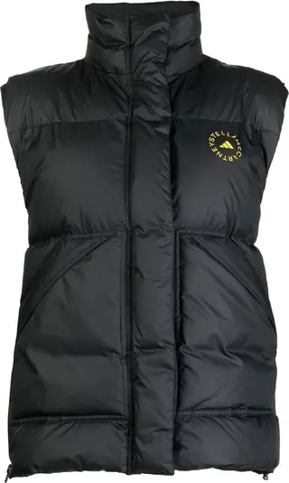 Black Logo Print Padded Gilet