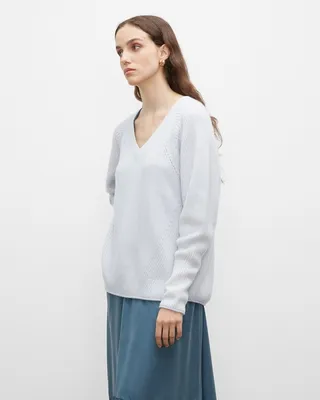 Cashmere Jacquard V-Neck Sweater