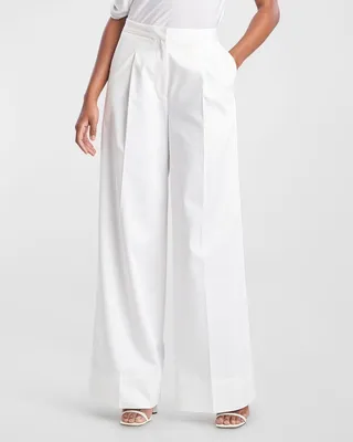 Wide-Leg Cotton Chino Trousers