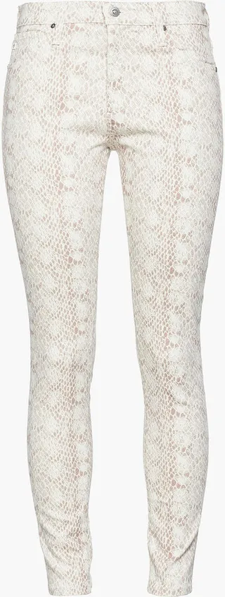 Snake-print mid-rise skinny pants