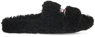 Political Logo Furry Slide Sandals