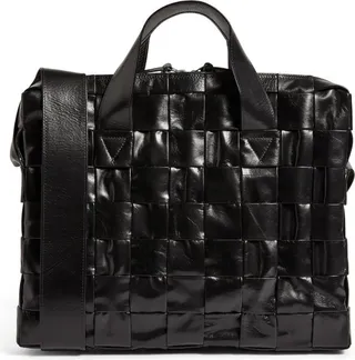 Bottega Veneta Leather Intreccio Cassette Briefcase