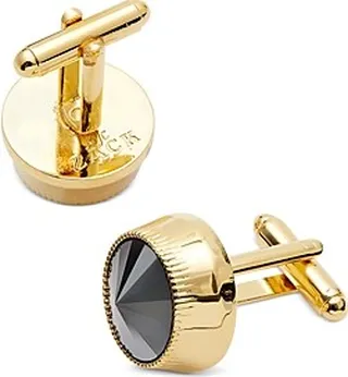 Jonas Studio Rivoli Street Lights 18K Yellow Gold Over Brass & Crystal Round Cufflinks