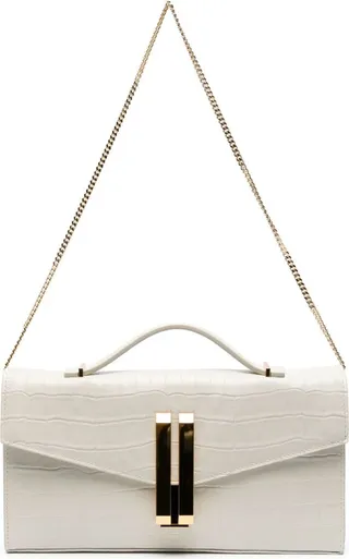 Black Vancouver Crocodile-Embossed Shoulder Bag