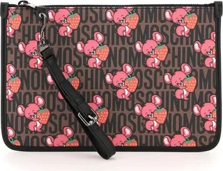 Moschino Mouse Print Zipped Clutch Bag