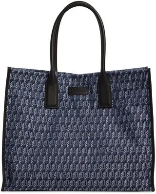 Monogram logo denim tote bag