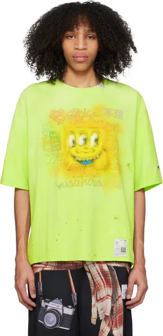 Miharayasuhiro Green Distressed T-Shirt
