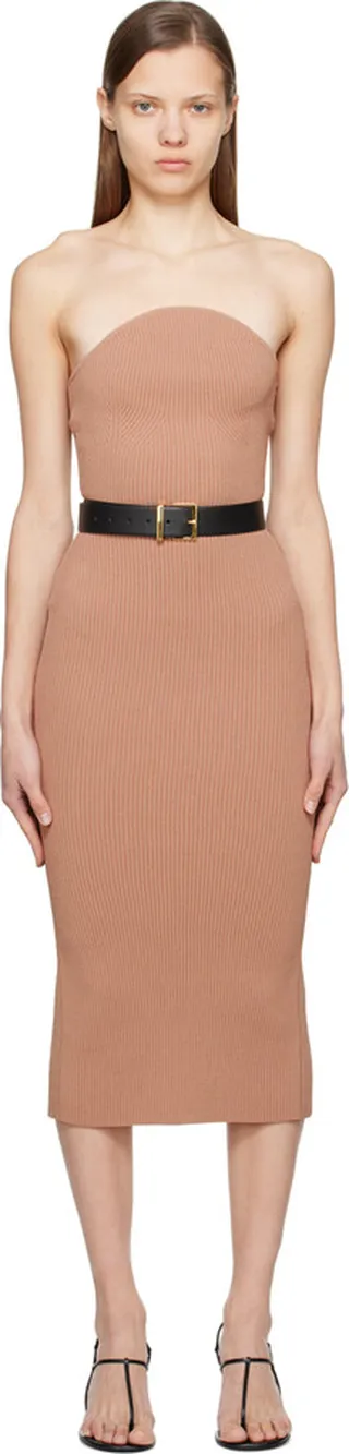 KHAITE Tan 'The Rumer' Midi Dress