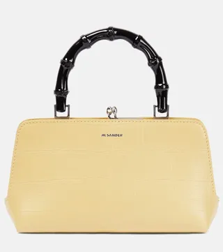 Mini croc-embossed leather crossbody bag