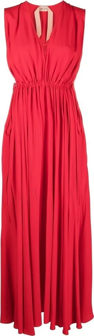 Ruched Sleeveless Midi Dress