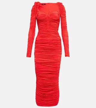 Stanton ruched jersey midi dress