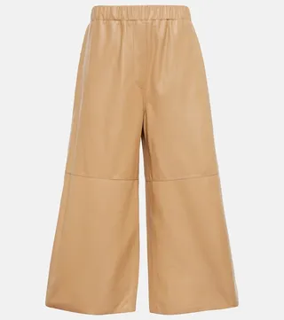 High-rise leather pants