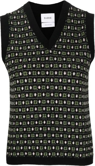 V-neck geometric-jacquard knit vest