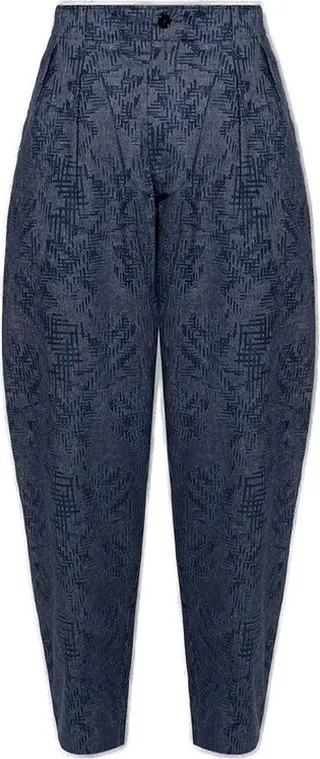 Emporio Armani Graphic-Printed Pleated Wide-Leg Trousers