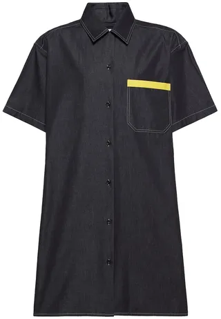 Agreste denim-effect polo dress