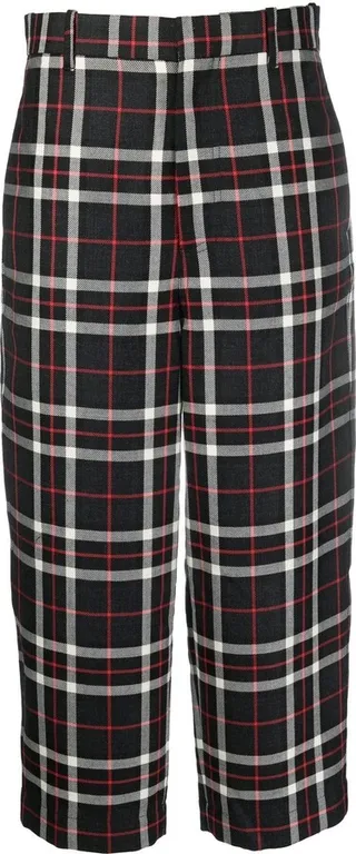 Plaid-Print Straight-Leg Trousers