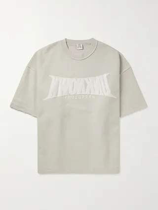 Oversized Embroidered Cotton-Blend Jersey T-Shirt