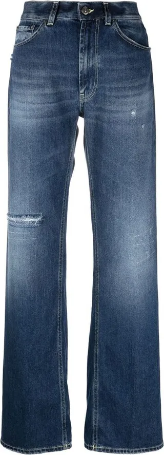 Distressed Slim-Cut Jeans