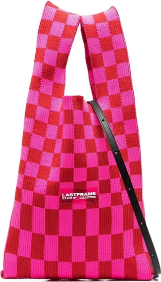 Pink And Red Ichimatsu Market Small Tote Bag