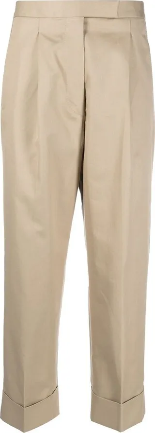 Turn-Up Hem Straight-Leg Trousers