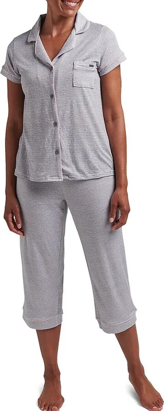 2-Piece Striped Button Down & Pants Pajama Set