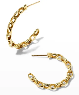 Yellow Gold Small Edith Link Hoop Earrings