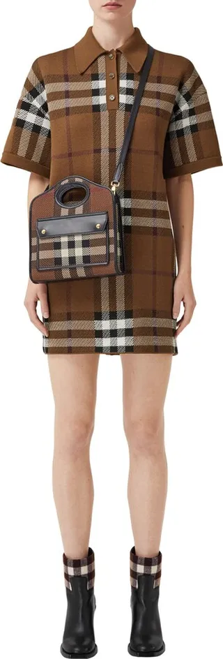 Carmella Check Wool Polo Minidress