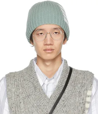 Thom Browne Green 4-Bar Beanie