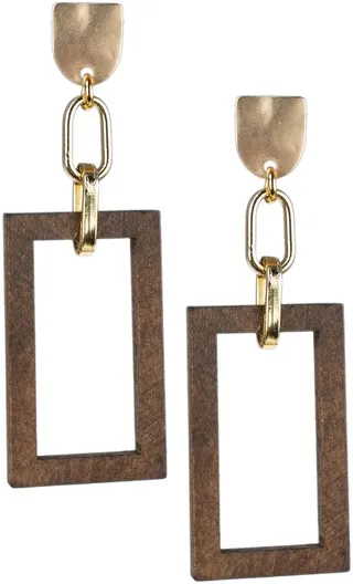 Gold-Tone Framed Drop Earrings